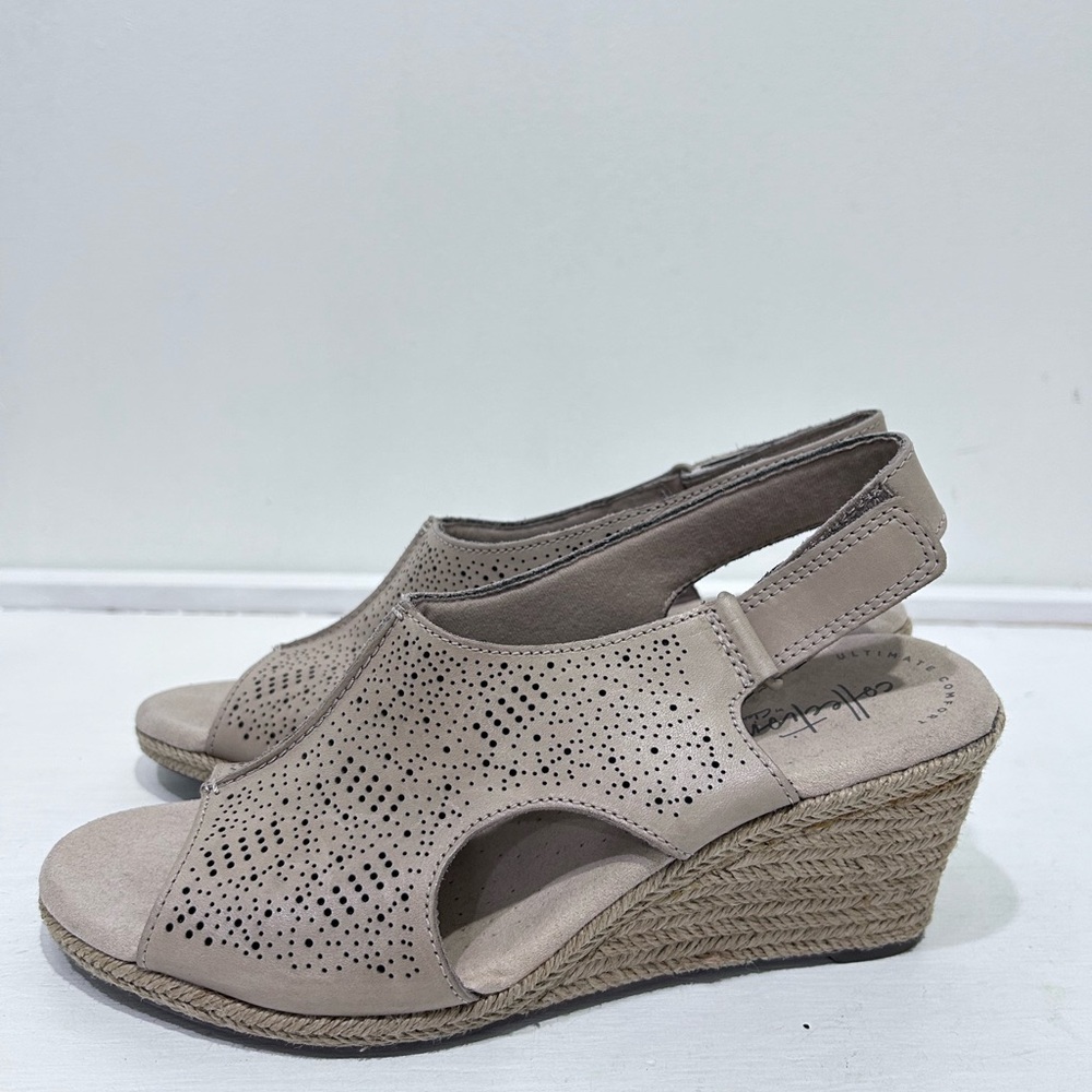 Clarks Women's Lafley Rosen Wedge Sandal Leather Size  8‎